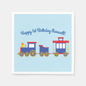 Train Cute Choo-Choo 1st Birthday Party Thema Servet (Voorkant)
