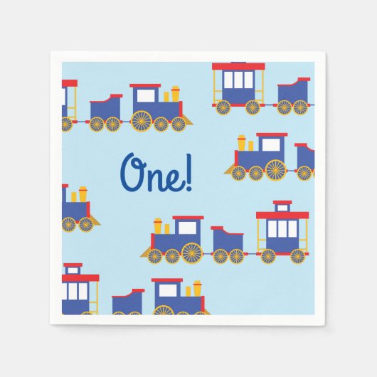 Train Cute Choo-Choo 1st Birthday Party Thema Servet (Voorkant)