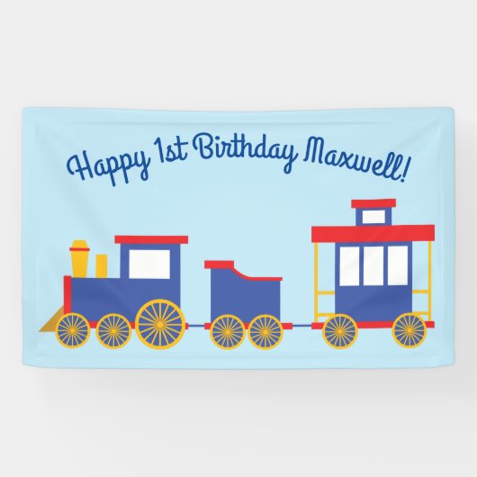Train Cute Choo-Choo 1st Birthday Party Thema Spandoek (Horizontaal)