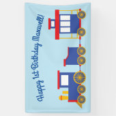Train Cute Choo-Choo 1st Birthday Party Thema Spandoek (Verticaal)