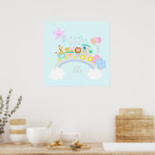 Train Dieren Blauw Poster (Keuken)