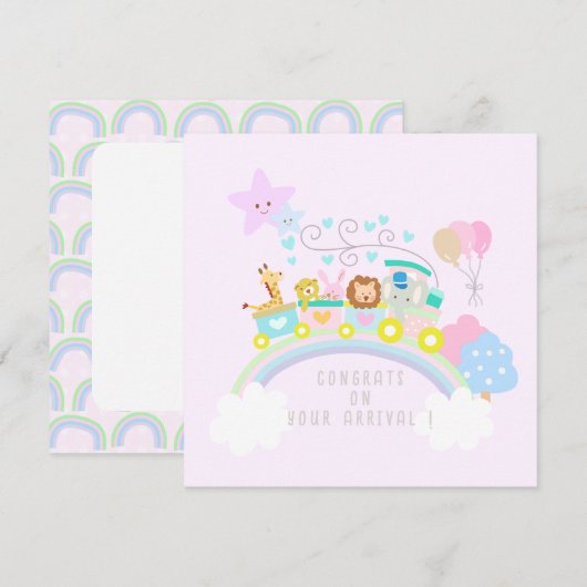 Train dieren roze (Voorkant / Achterkant)