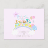 Train dieren roze briefkaart (Voorkant)