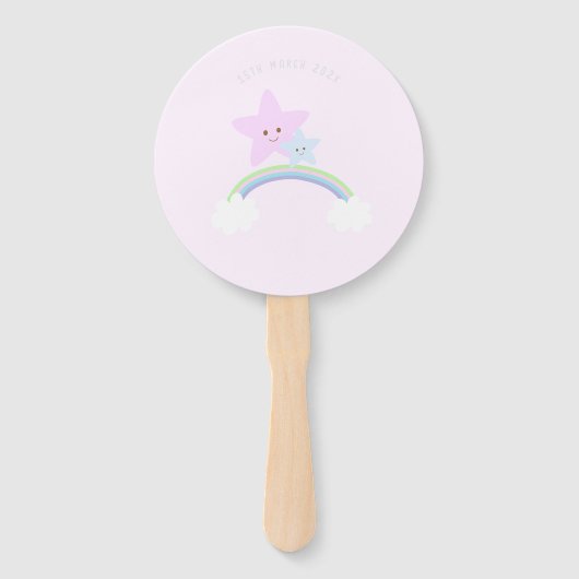 Train dieren roze handwaaier (Achterkant)