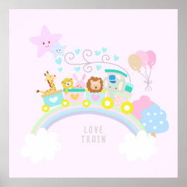 Train dieren roze poster