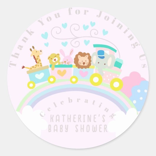 Train dieren roze ronde sticker (Voorkant)