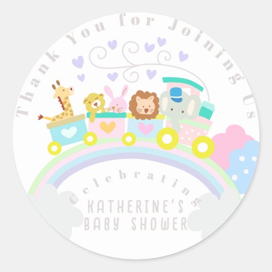 Train Dieren Wit Ronde Sticker (Voorkant)