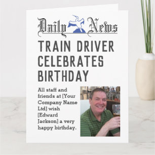 Train driver Birthday Card om u aan te passen Kaart