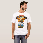 Train Eat Sleep Tuna Repeat Funny Gym Cat Shirt (Voorkant volledig)