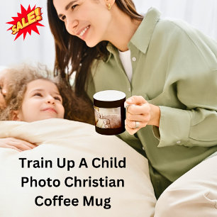 Train een kind Bijbelcitaat Aangepaste foto Koffiemok