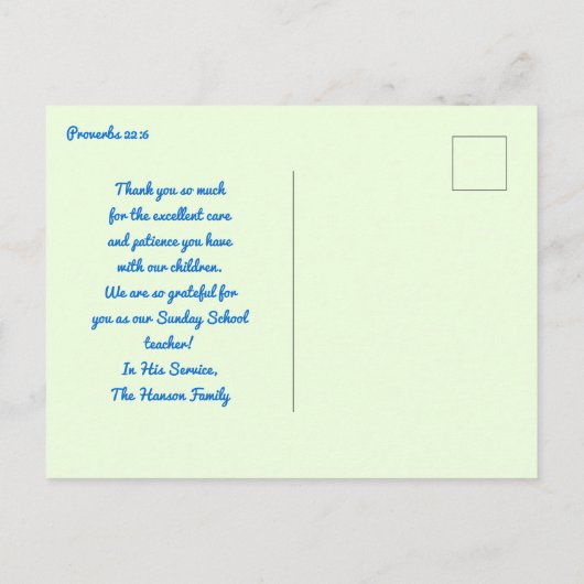 Train een kind Lammetjes Kinderopvang Schrift Briefkaart (Achterkant)