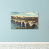 Train- en oversteekbrug canvas afdruk (Insitu (Houten vloer))