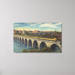 Train- en oversteekbrug canvas afdruk