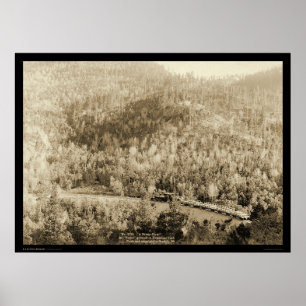 Train Engine bij Black Hills SD WY 1890 Poster