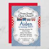 Train Engine, blauwe strepes rode polaire vlek op  Kaart (Voorkant / Achterkant)