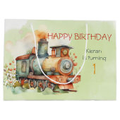 Train Engine Boy 1st. Birthday Groot Cadeauzakje (Achterkant)