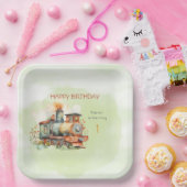 Train Engine Boy 1st. Birthday Papieren Bordje (Feest)