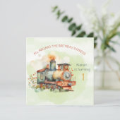 Train Engine Boy 1st. Birthday Uitnodiging (Staand voorkant)