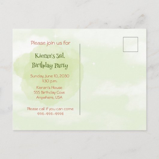 Train Engine Boy 3rd. Birthday Invitation briefkaa Uitnodiging Briefkaart (Achterkant)