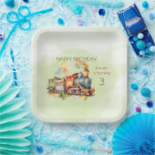 Train Engine Boy 3rd. Birthday Papieren Bordje (Feest)