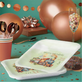 Train Engine Boy 3rd. Birthday Papieren Bordje