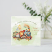 Train Engine Boy 3rd. Birthday Uitnodiging (Staand voorkant)