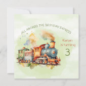 Train Engine Boy 3rd. Birthday Uitnodiging (Voorkant)