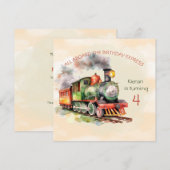 Train Engine Boy 4th Birthday Kaart (Voorkant / Achterkant)