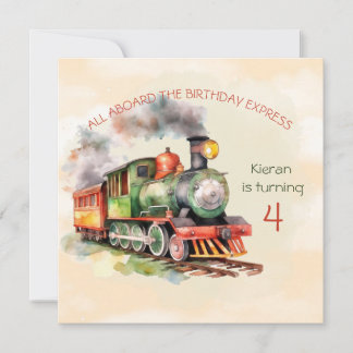 Train Engine Boy 4th Birthday Kaart
