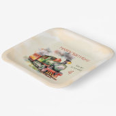 Train Engine Boy 4th Birthday Papieren Bordje (Gebogen)