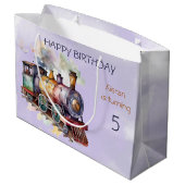 Train Engine Boy 5th Birthday Groot Cadeauzakje (Achterkant Gekanteld)