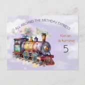 Train Engine Boy 5th Birthday Invitation briefkaar Uitnodiging Briefkaart (Voorkant)