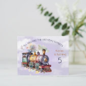 Train Engine Boy 5th Birthday Invitation briefkaar Uitnodiging Briefkaart (Staand voorkant)