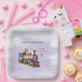 Train Engine Boy 5th Birthday Papieren Bordje (Feest)