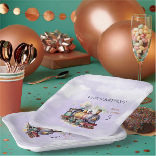 Train Engine Boy 5th Birthday Papieren Bordje