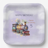 Train Engine Boy 5th Birthday Papieren Bordje (Voorkant)