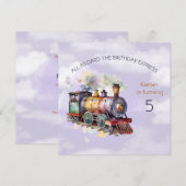 Train Engine Boy 5th Birthday Uitnodiging (Voorkant / Achterkant)