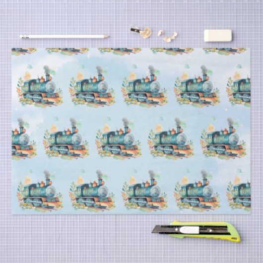 Train Engine Boy Birthday Tissuepapier (Craft)