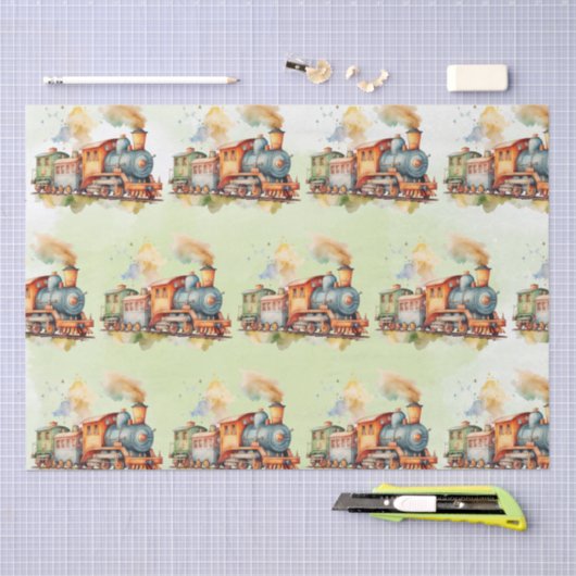 Train Engine Boy Birthday Tissuepapier (Craft)