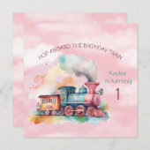 Train Engine Girl 1e verjaardag Kaart (Voorkant / Achterkant)