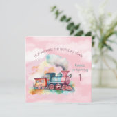 Train Engine Girl 1e verjaardag Kaart (Staand voorkant)