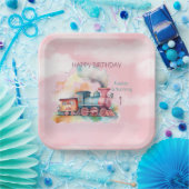 Train Engine Girl 1ste verjaardag Papieren Bordje (Feest)