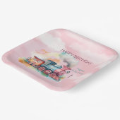 Train Engine Girl 1ste verjaardag Papieren Bordje (Gebogen)