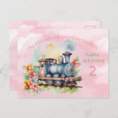 Train Engine Girl 2e verjaardag briefkaart (Voorkant / Achterkant)