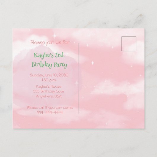 Train Engine Girl 2e verjaardag briefkaart (Achterkant)