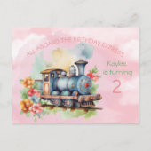 Train Engine Girl 2e verjaardag briefkaart (Voorkant)