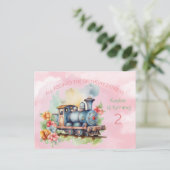 Train Engine Girl 2e verjaardag briefkaart (Staand voorkant)