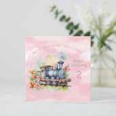 Train Engine Girl 2e verjaardag Kaart (Staand voorkant)