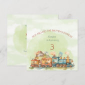 Train Engine Girl 3e uitnodiging (Voorkant / Achterkant)