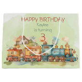 Train Engine Girl 3e verjaardag Groot Cadeauzakje (Voorkant)